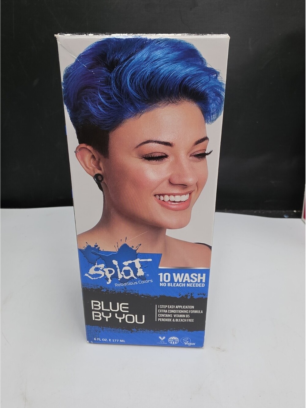 Splat Blue By U 10 Wash Semi-Permanent Hair Color No Bleach Vibe Blue Dye